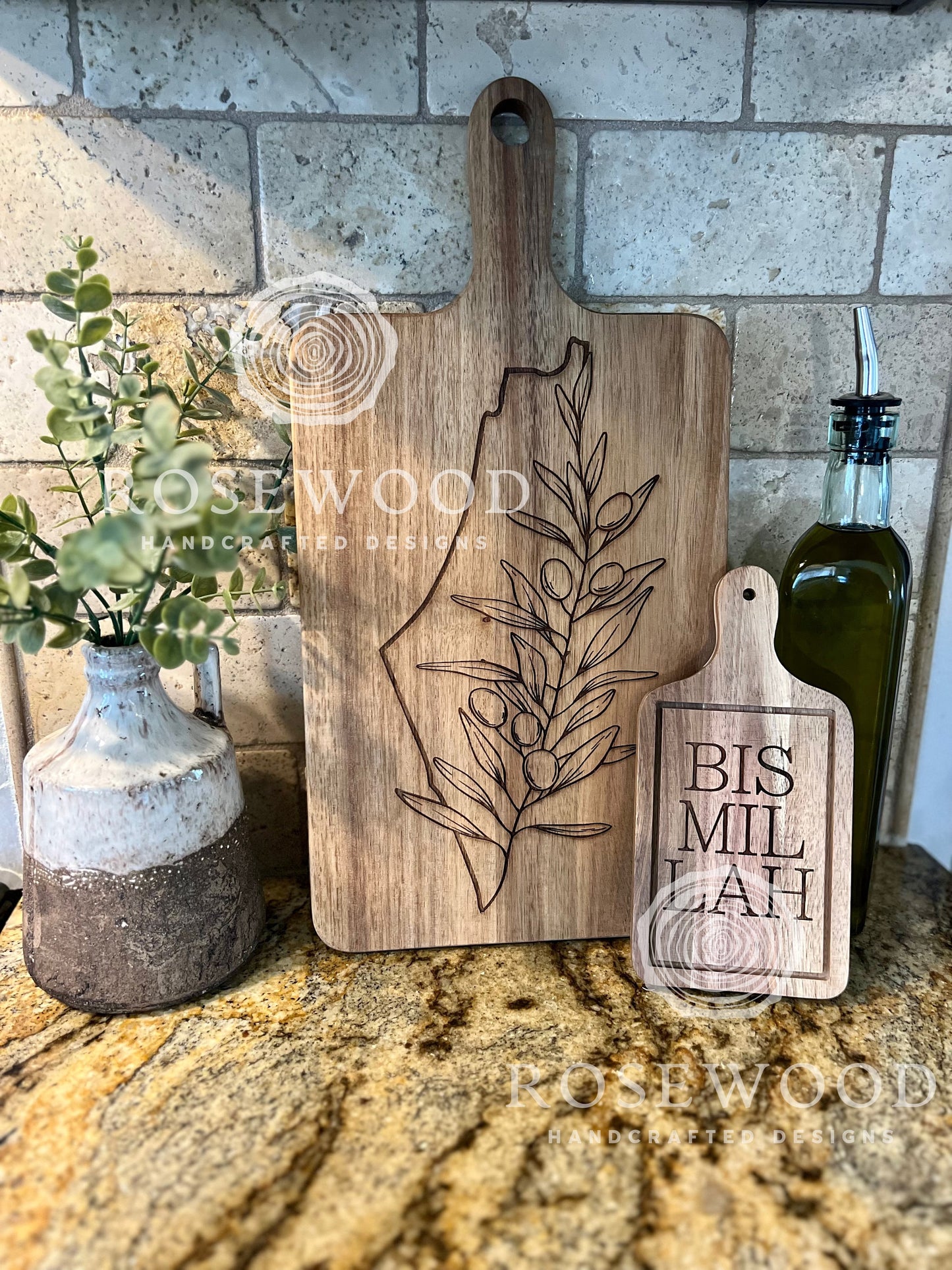 Palestine Olive Branch Large Engraved Cutting Board | Ramadan | Eid Table Decor -Islamic decor - Eid gift ramadan gift