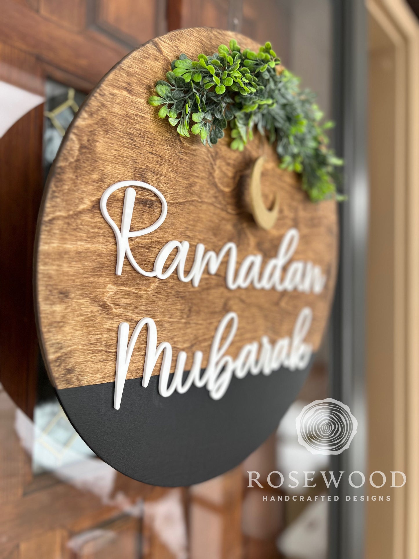 Large 18" 3D (Acrylic/Wood) Ramadan Decor Sign | Door Hanger | Round Sign | Gift