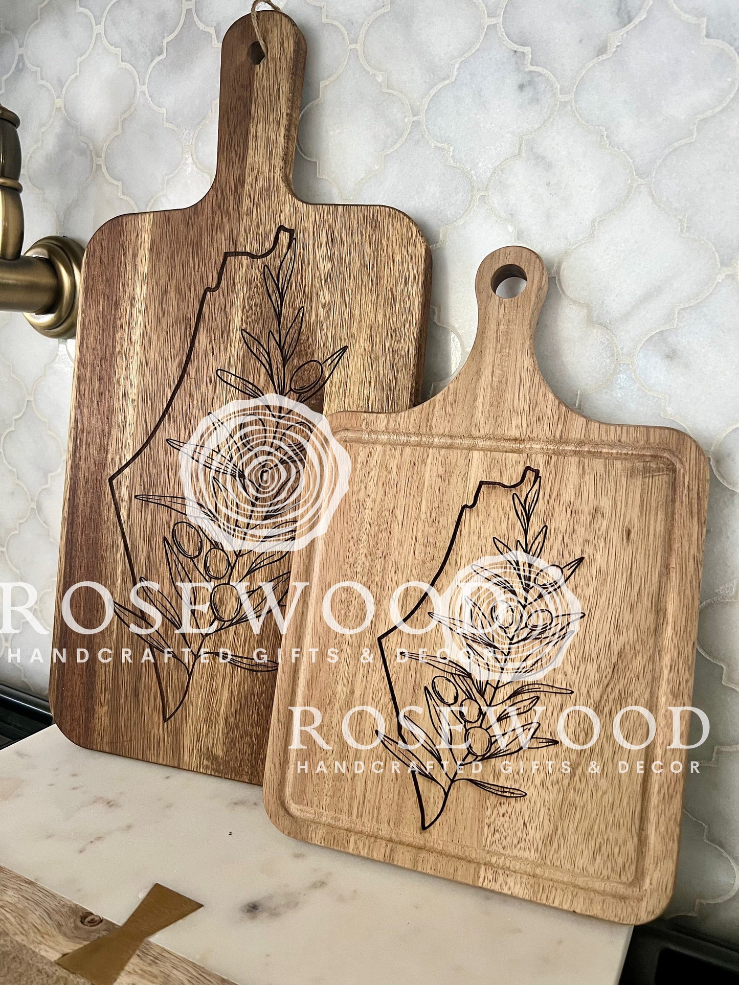 MEDIUM Palestine Olive Branch Engraved Cutting Board | Ramadan | Eid Table Decor -Islamic decor - Eid gift ramadan gift