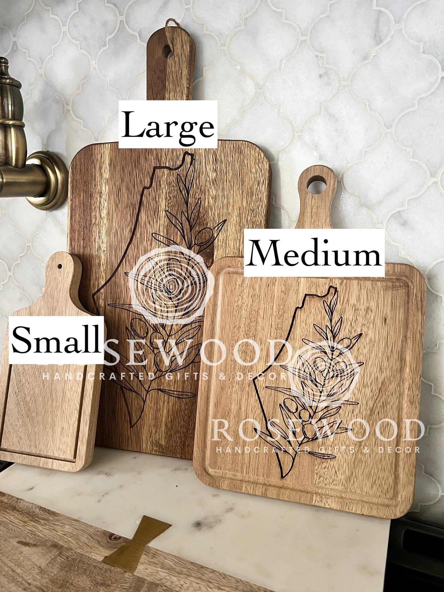 MEDIUM Palestine Olive Branch Engraved Cutting Board | Ramadan | Eid Table Decor -Islamic decor - Eid gift ramadan gift