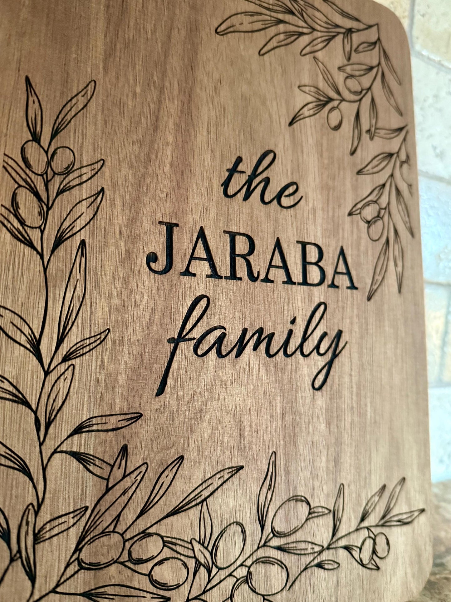 Personalized English Olive Branch Large Engraved Cutting Board | Ramadan | Eid Table Decor -Islamic decor - Eid gift ramadan gift