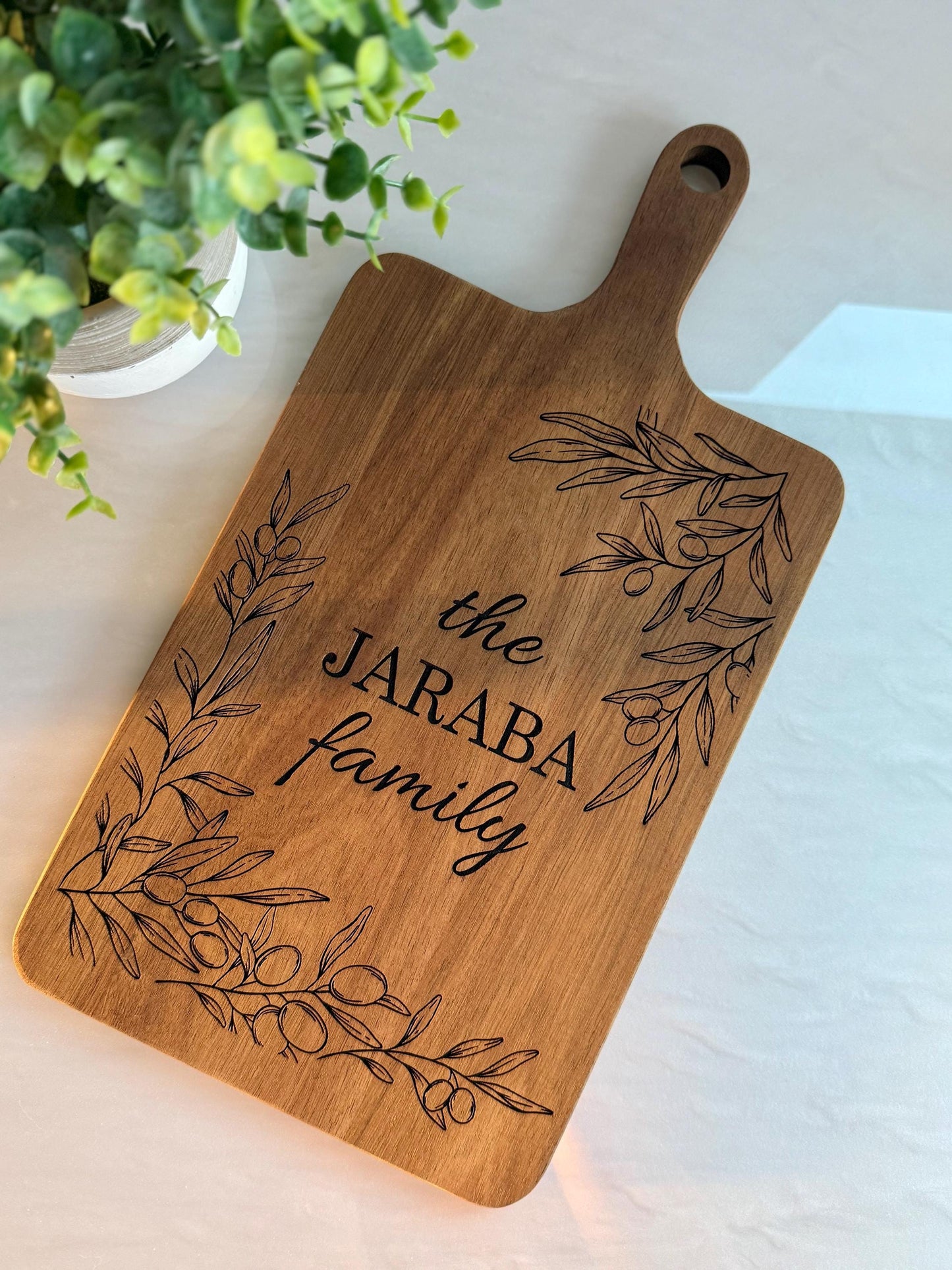 Personalized English Olive Branch Large Engraved Cutting Board | Ramadan | Eid Table Decor -Islamic decor - Eid gift ramadan gift
