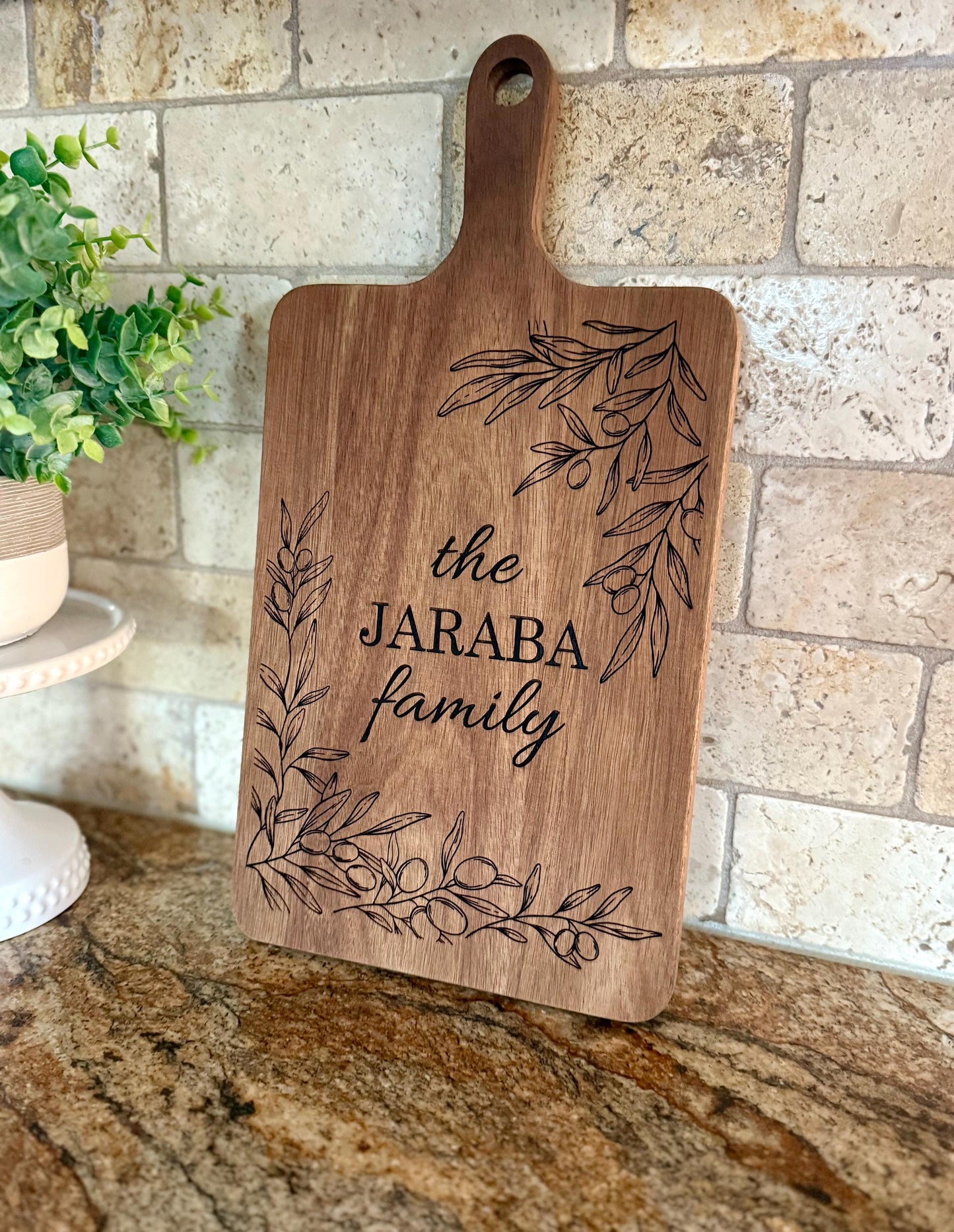 Personalized English Olive Branch Large Engraved Cutting Board | Ramadan | Eid Table Decor -Islamic decor - Eid gift ramadan gift