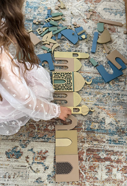 Build-A-Masjid Montessori Toy - Tangram Puzzle - Creative Kid - Eid Ramadan Gift