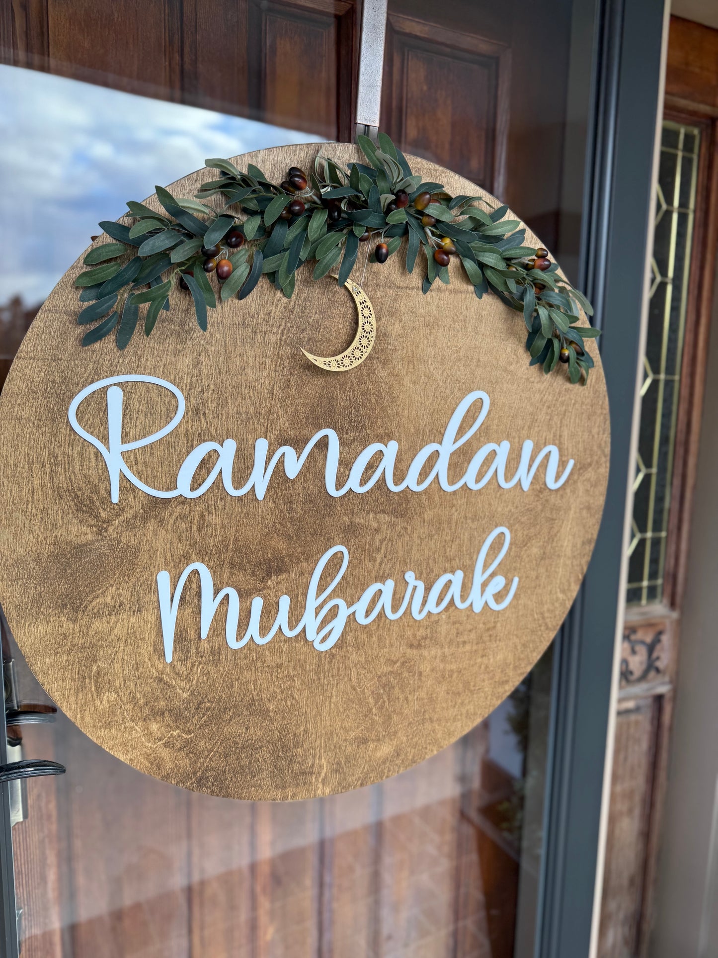 2X-Large 30" 3D (Acrylic/Wood) Ramadan Decor Sign | Door Hanger | Round Sign  | Gift