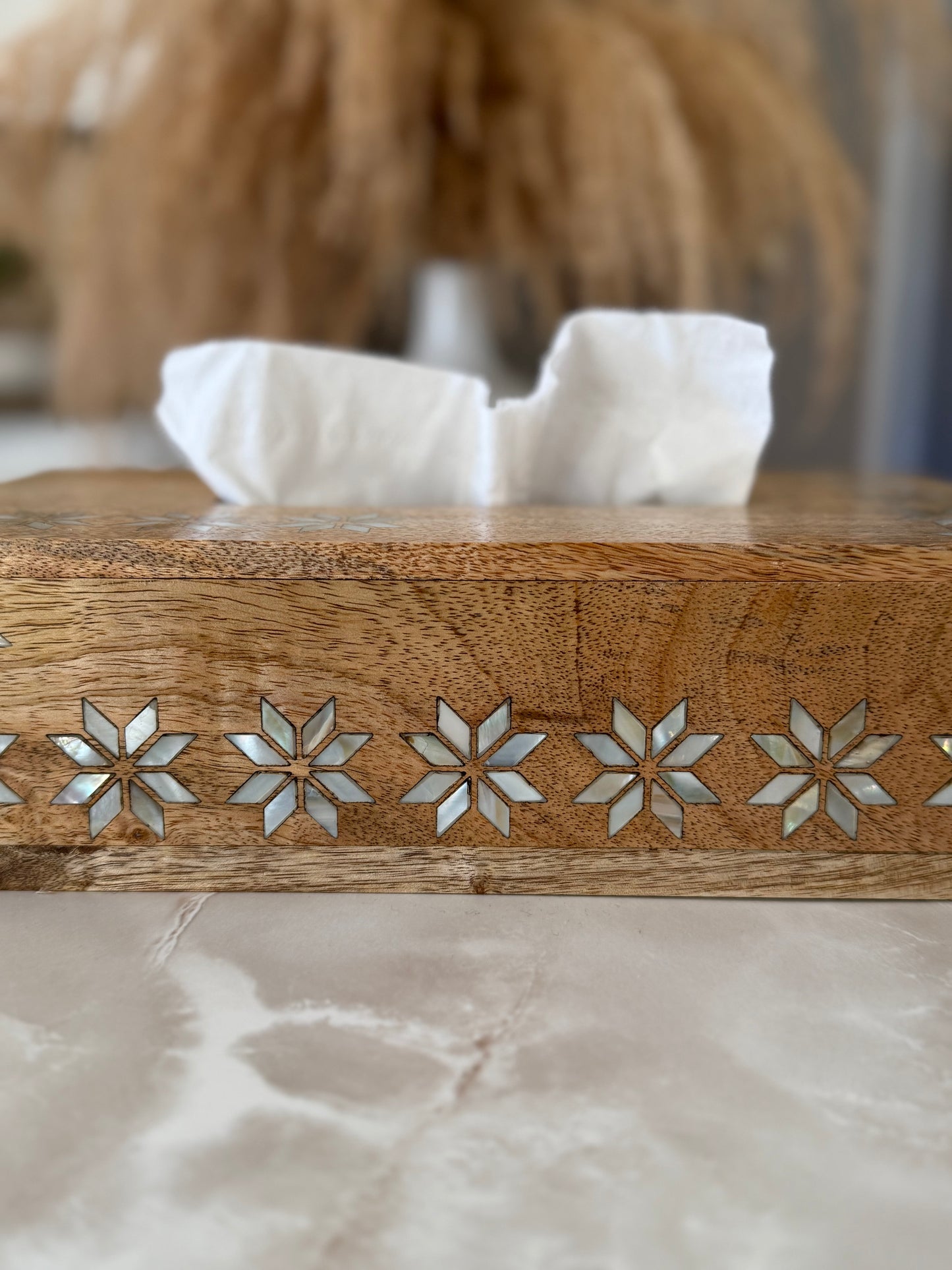 Qamar Pearl Tatreez Tissue box