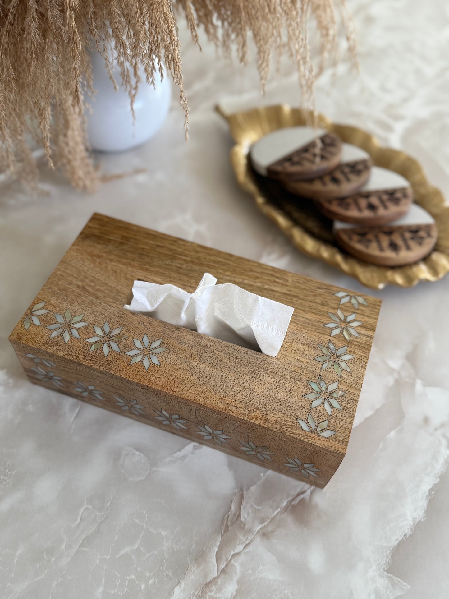 Qamar Pearl Tatreez Tissue box