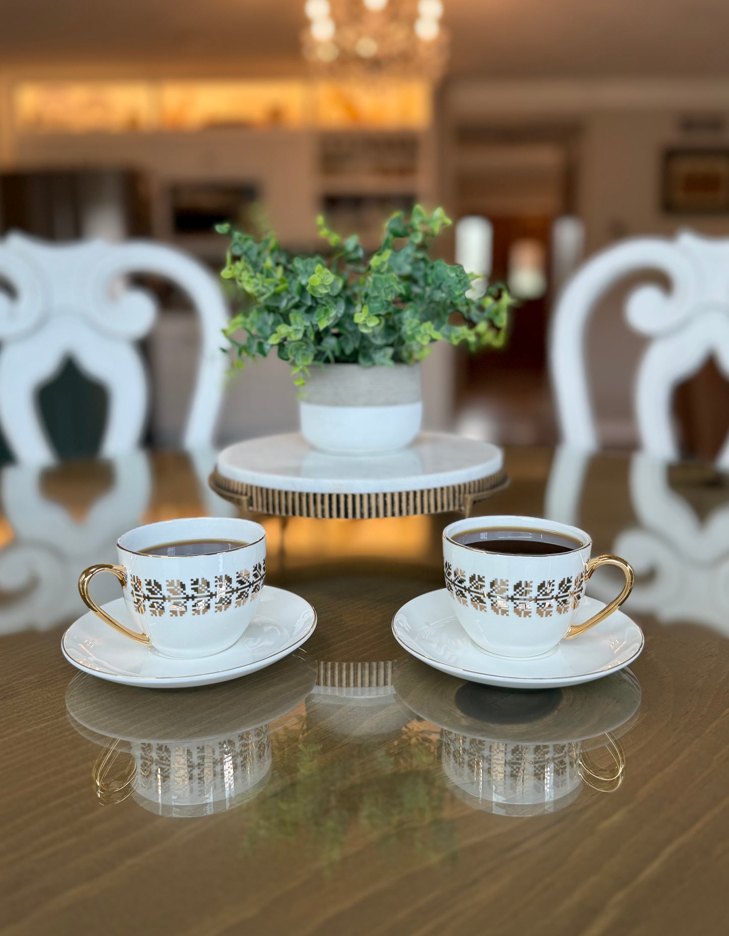 Fine Porcelain Real Gold Tatreez Cup & Saucer Set