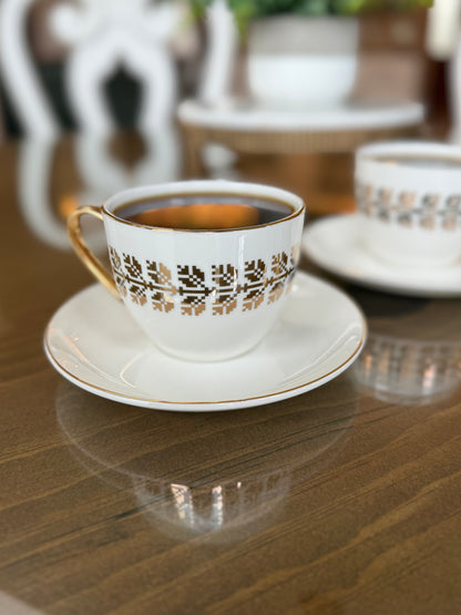 Fine Porcelain Real Gold Tatreez Cup & Saucer Set