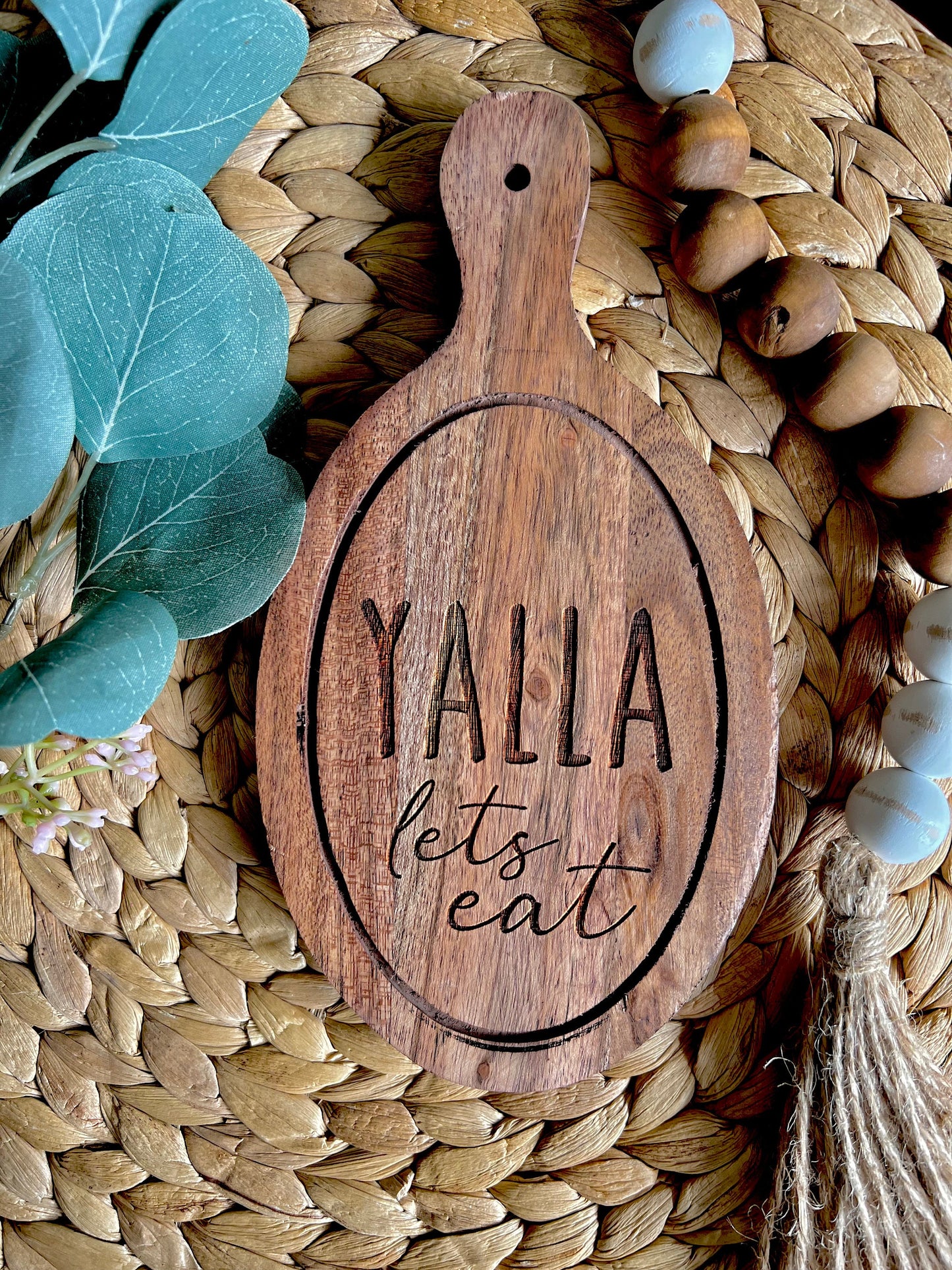 Yalla Lets Eat Engraved. Ramadan Eid Table Decor Small Cutting Board - Countertop Islamic decor - Eid gift ramadan gift