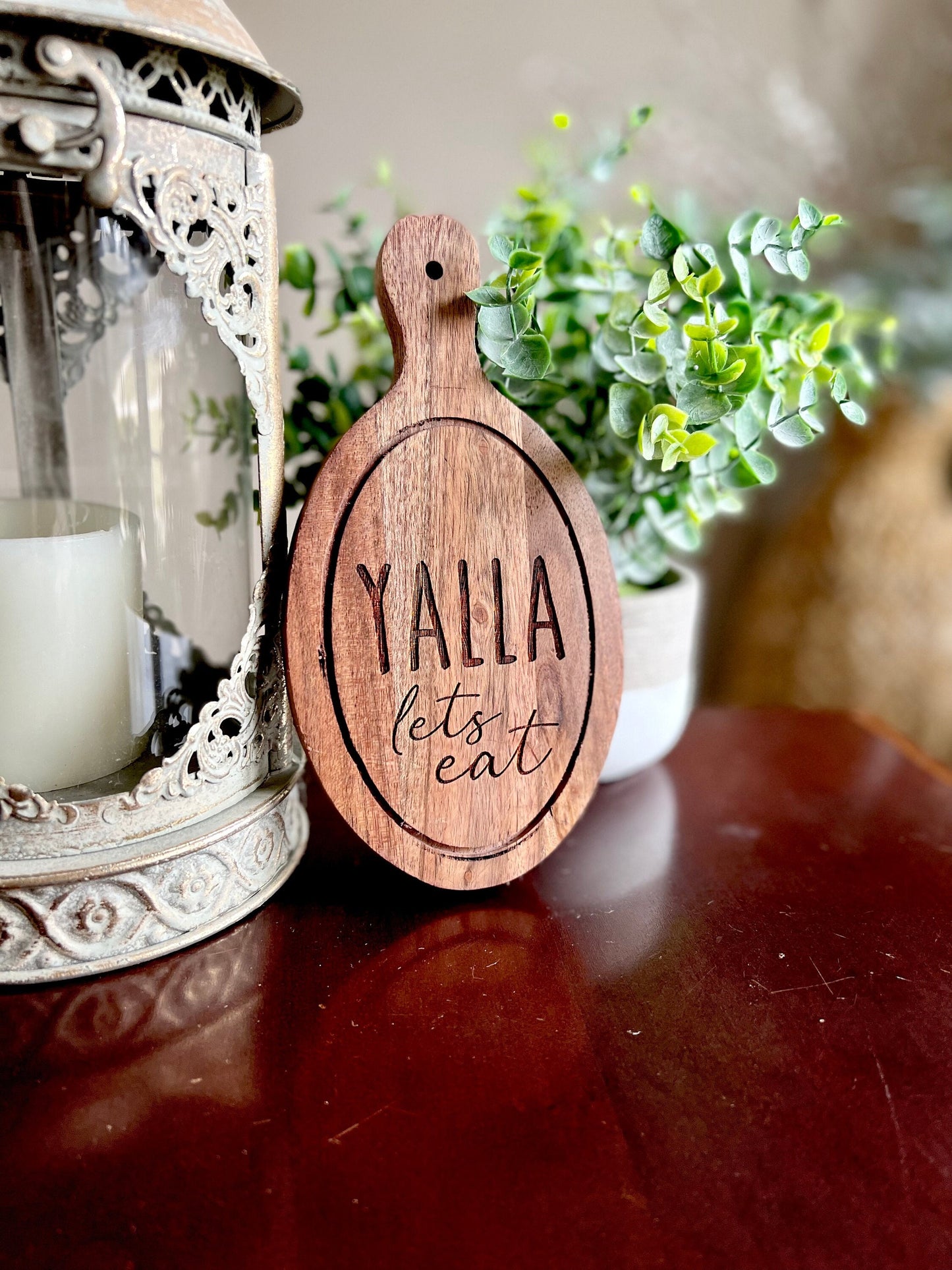 Yalla Lets Eat Engraved. Ramadan Eid Table Decor Small Cutting Board - Countertop Islamic decor - Eid gift ramadan gift