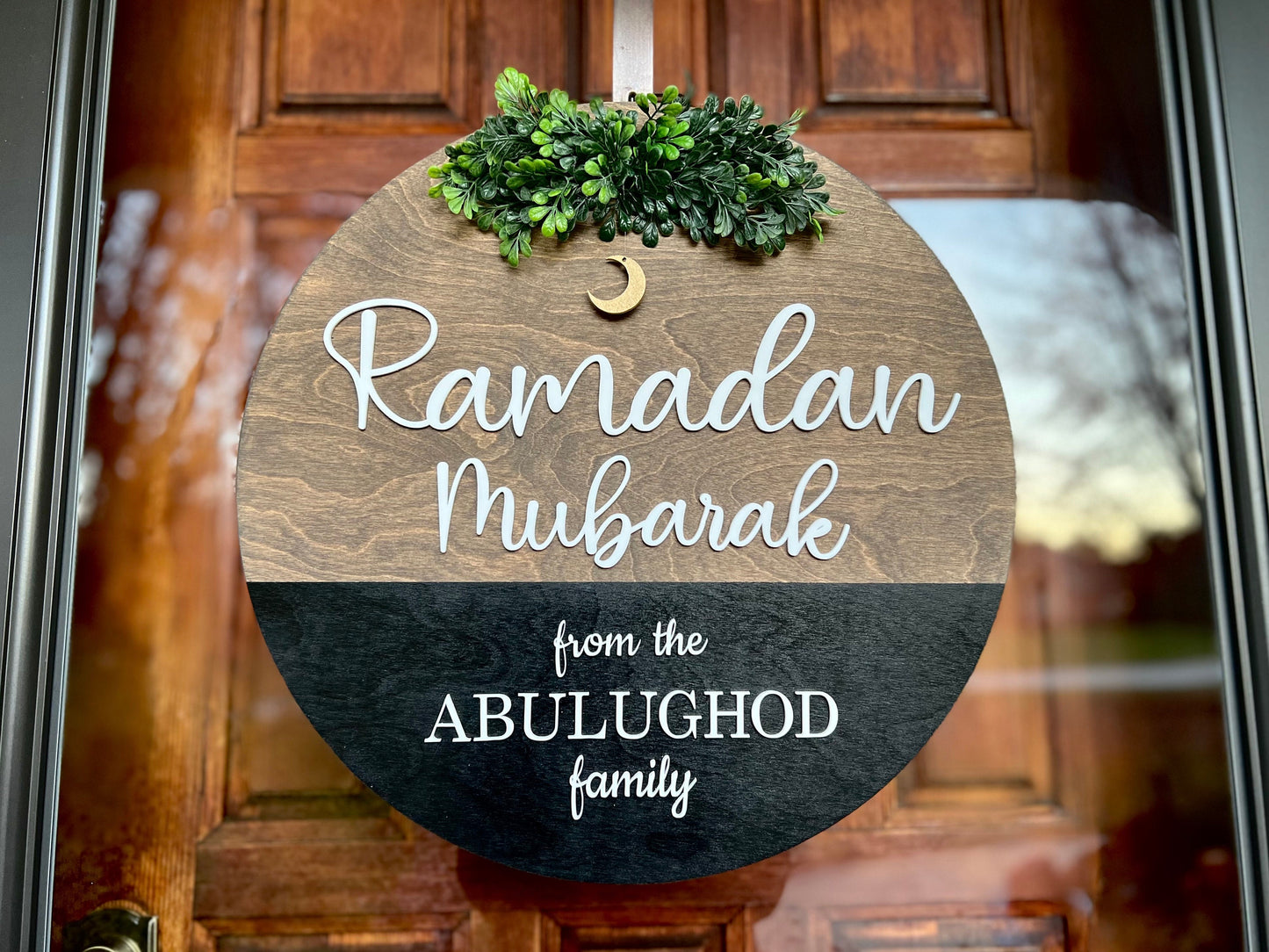 18" 3D (Acrylic/Wood) Ramadan Decor Sign | Door Hanger | Round Sign | Family Name | Gift