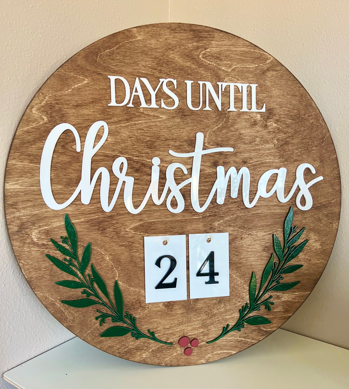 Christmas Countdown Decor Sign | Advent Calendar| Round Sign | Gift