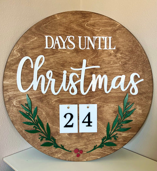 Christmas Countdown Decor Sign | Advent Calendar| Round Sign | Gift