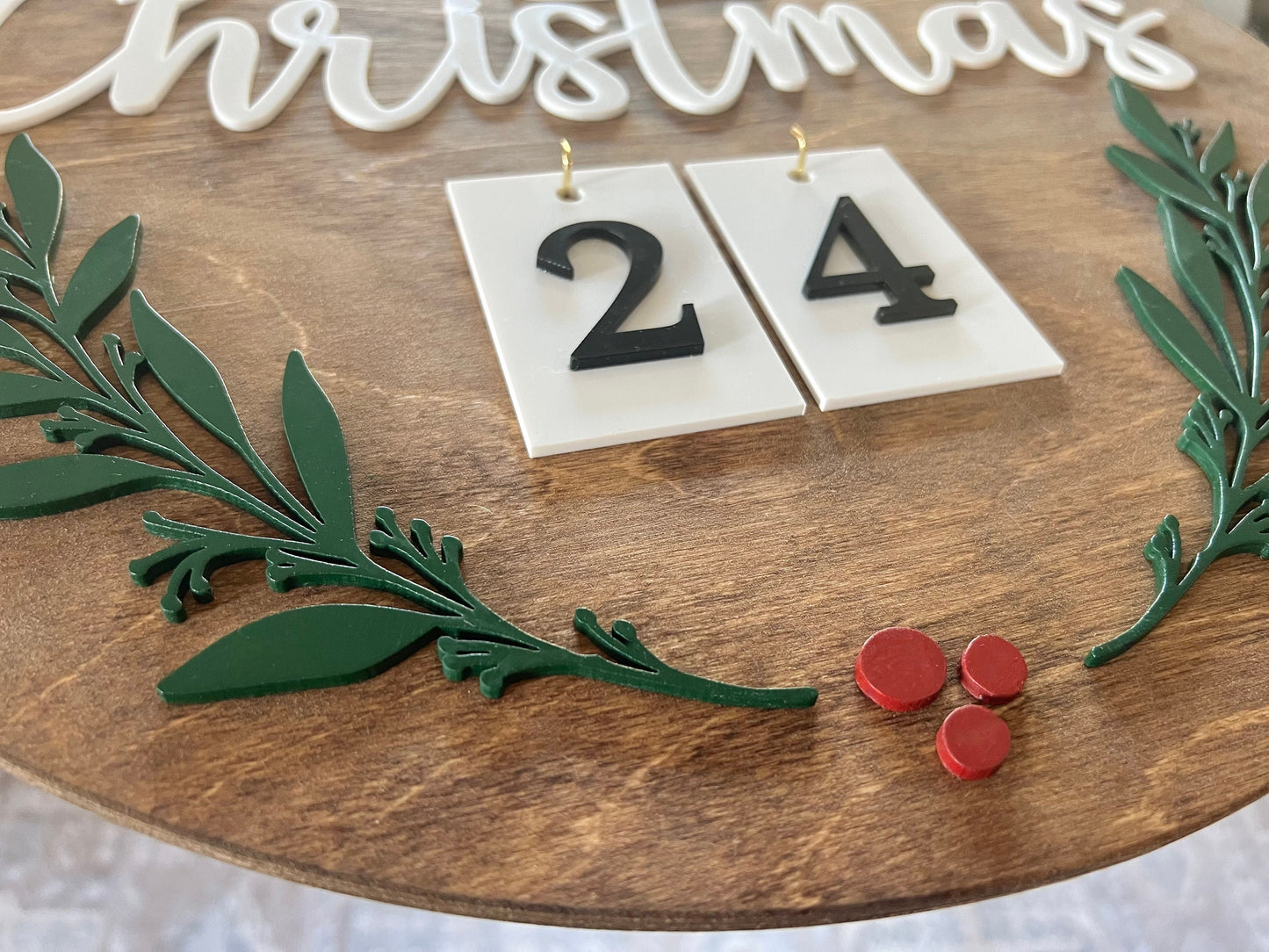 Christmas Countdown Decor Sign | Advent Calendar| Round Sign | Gift