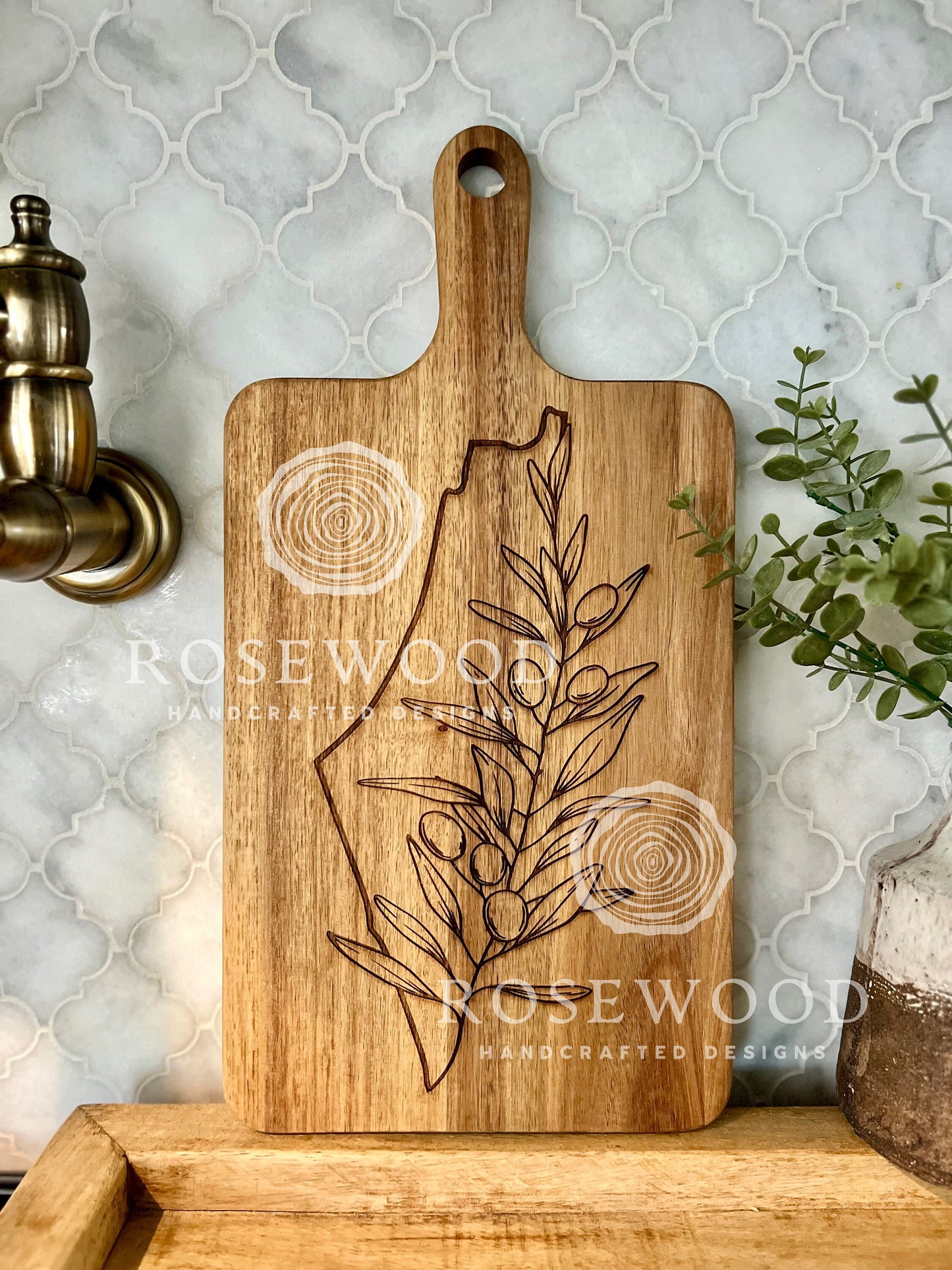 Palestine Olive Branch Large Engraved Cutting Board  | Ramadan | Eid Table Decor -Islamic decor - Eid gift ramadan gift