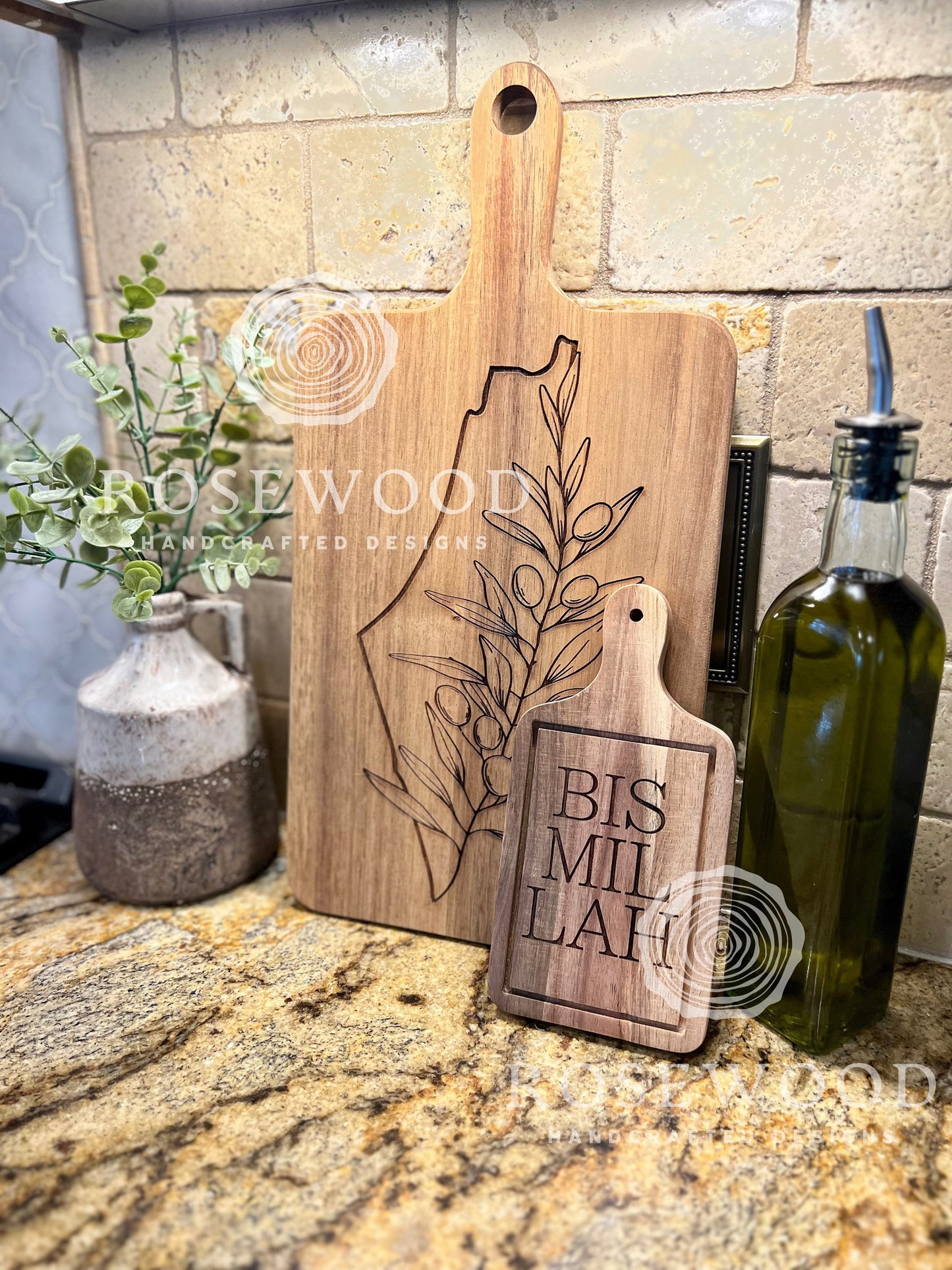 Palestine Olive Branch Large Engraved Cutting Board  | Ramadan | Eid Table Decor -Islamic decor - Eid gift ramadan gift