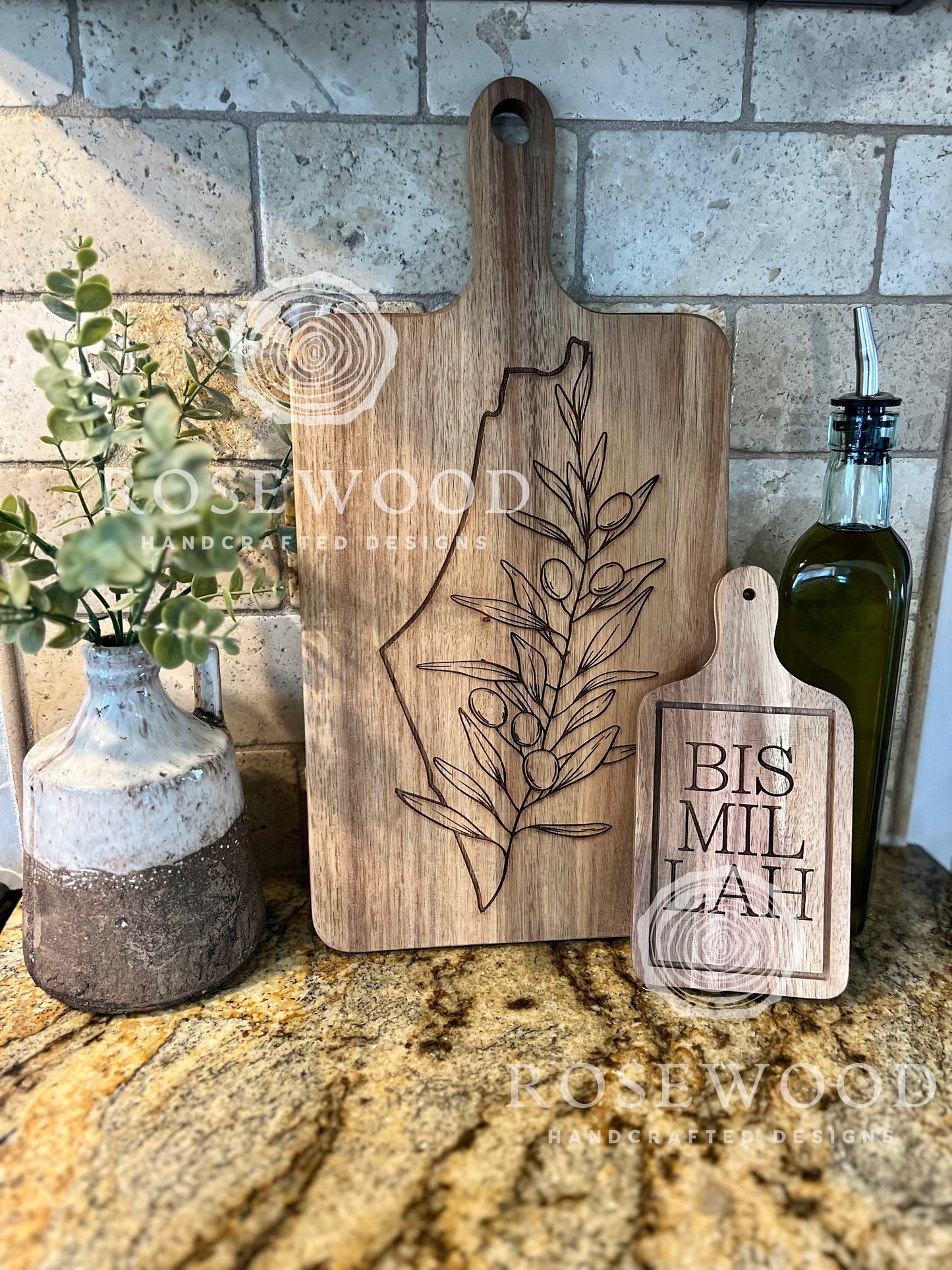 Palestine Olive Branch Large Engraved Cutting Board  | Ramadan | Eid Table Decor -Islamic decor - Eid gift ramadan gift