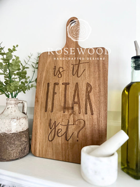 Is It Iftar Yet? Ramadan | Eid Table Decor Large Engraved Cutting Board -Islamic decor - Eid gift ramadan gift