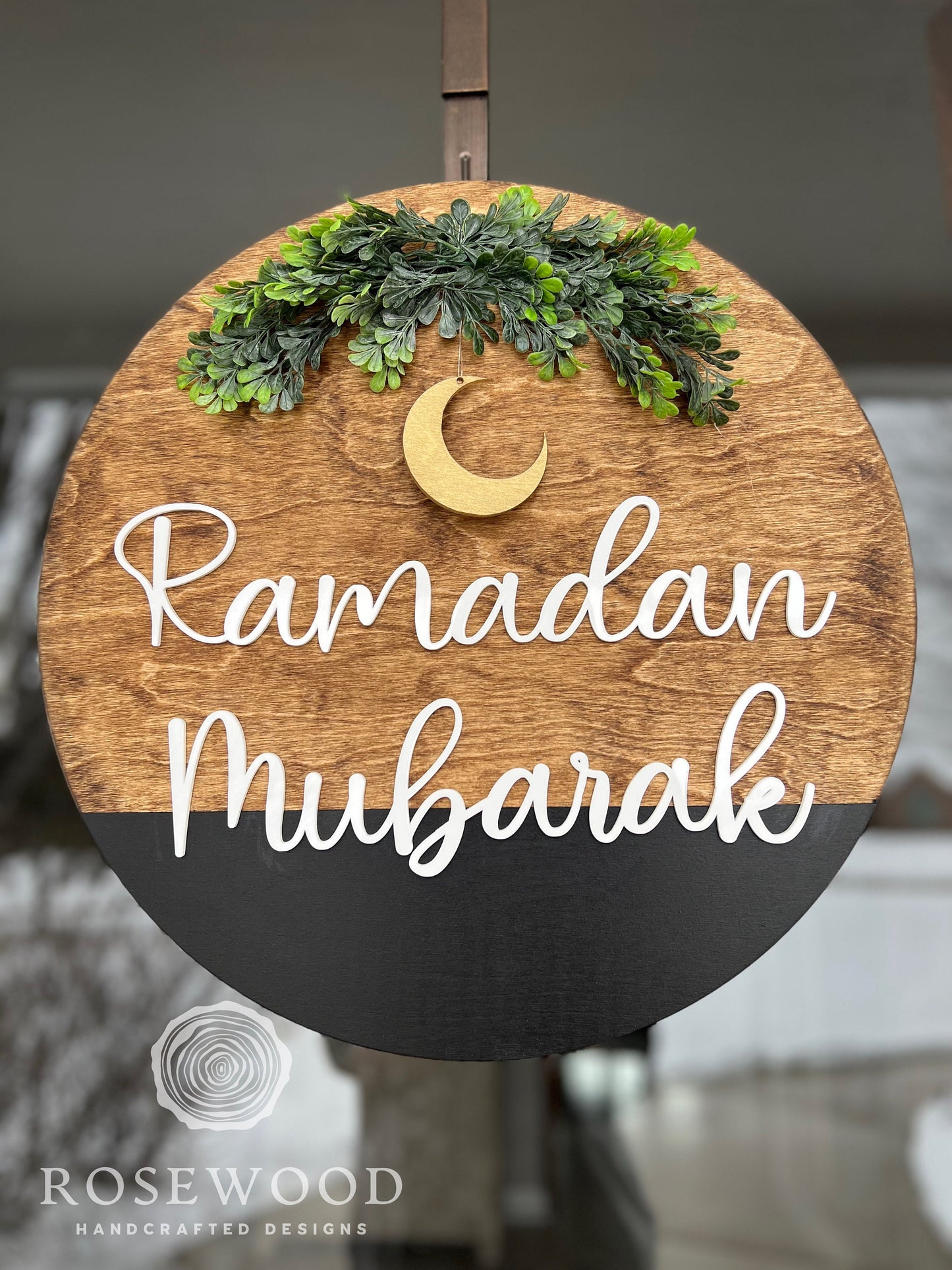 Large 18" 3D (Acrylic/Wood) Ramadan Decor Sign | Door Hanger | Round Sign  | Gift