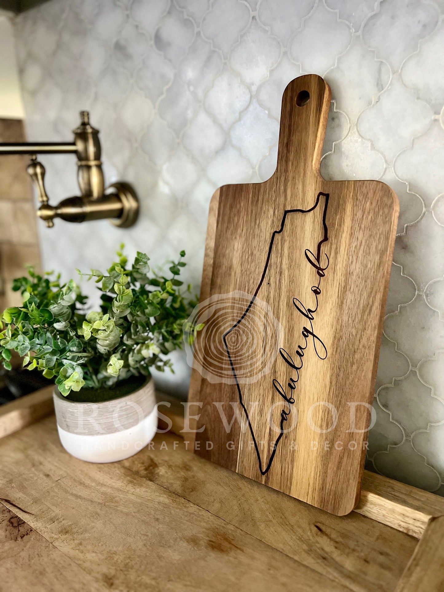 Palestine Last Name Personalized Large Engraved Cutting Board  | Ramadan | Eid Table Decor -Islamic decor - Eid gift ramadan gift