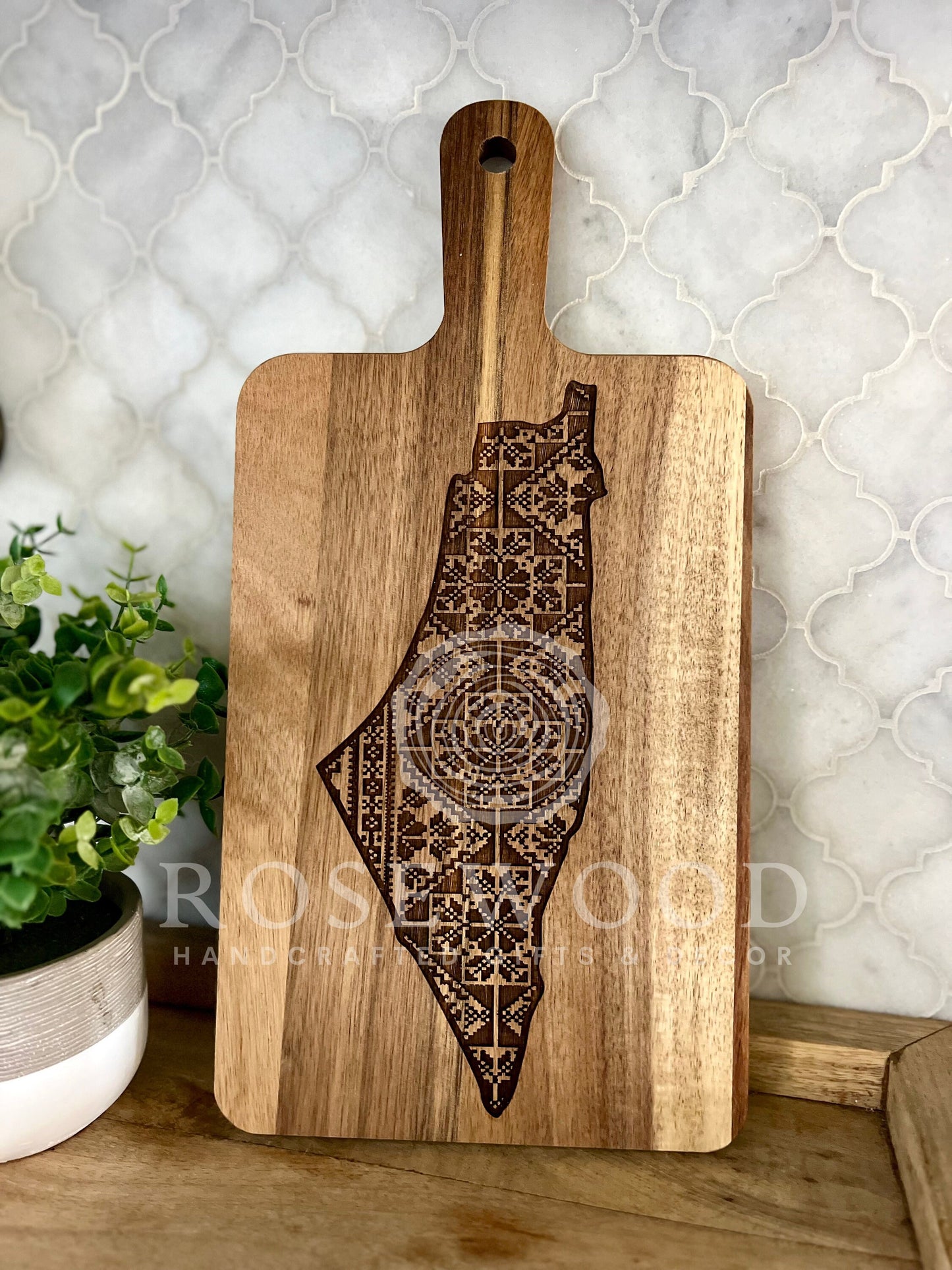 Palestine Tatreez Large Engraved Cutting Board  | Ramadan | Eid Table Decor -Islamic decor - Eid gift ramadan gift