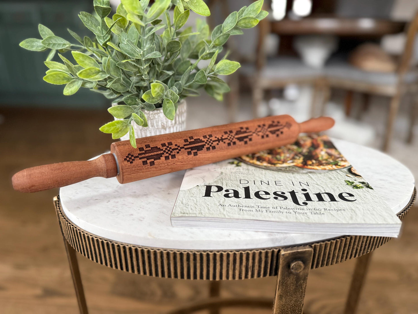 Tatreez Engraved Wood Rolling Pin Palestinian Home Kitchen Decor Chef Gift