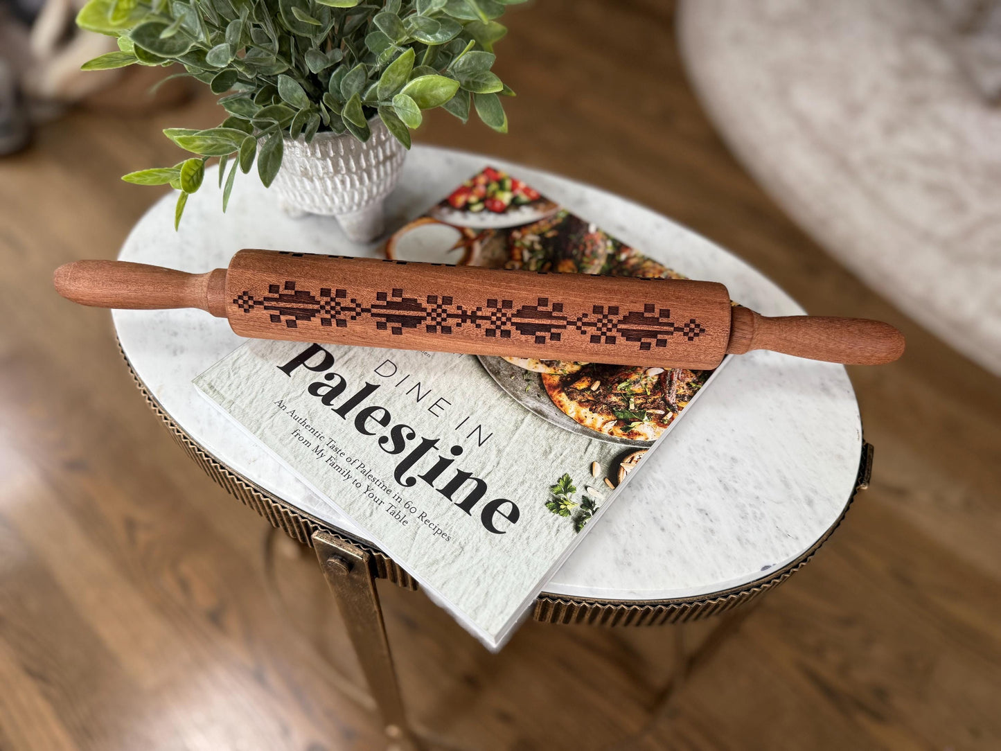 Tatreez Engraved Wood Rolling Pin Palestinian Home Kitchen Decor Chef Gift