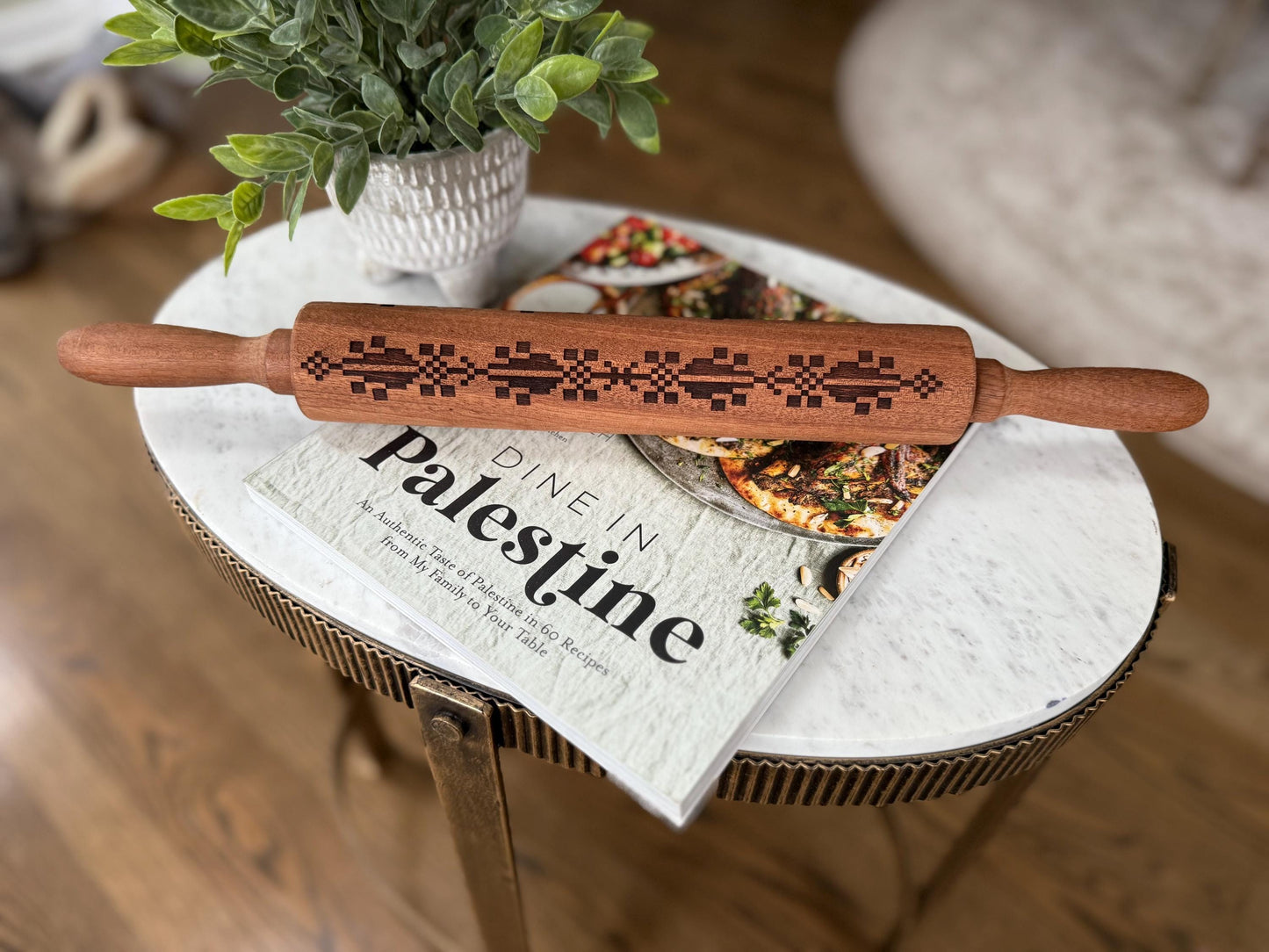 Tatreez Engraved Wood Rolling Pin Palestinian Home Kitchen Decor Chef Gift